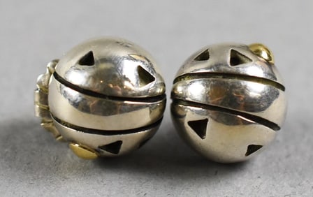 John Atencio Sterling and 18K Gold Ball Earrings