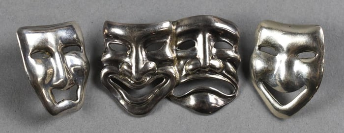 Danecraft, Mexico Sterling Theater Masks Brooches