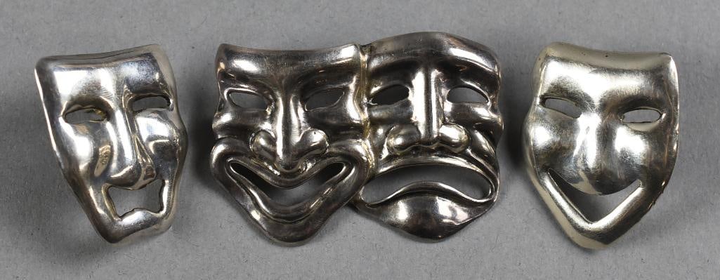 Danecraft, Mexico Sterling Theater Masks Brooches (1 of 5)
