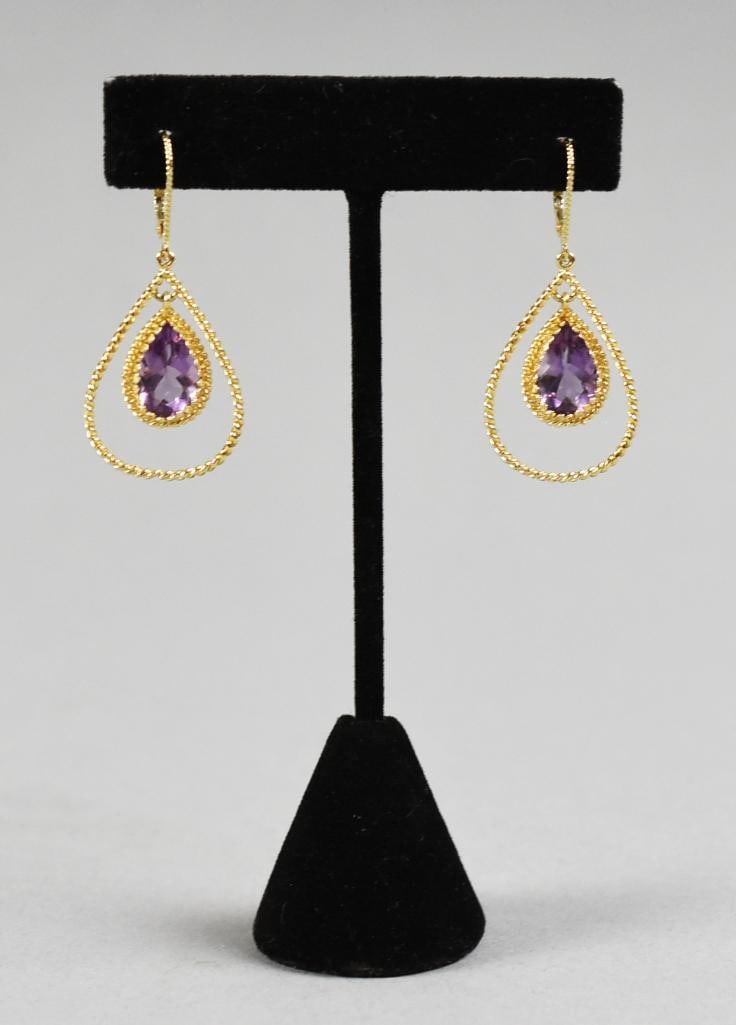 14K Gold & Amethyst Dangle Earrings (1 of 7)