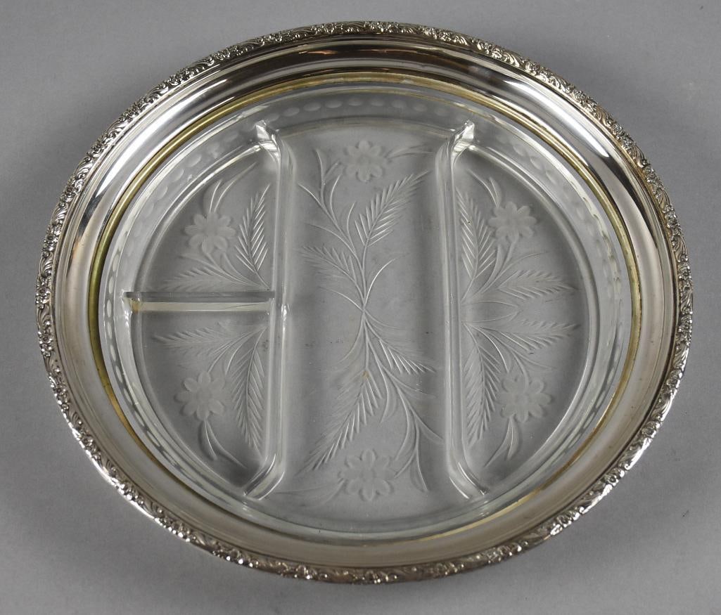Imperial Glass, F Whiting Sterling Cut Crystal Divided Dish (1 of 6)