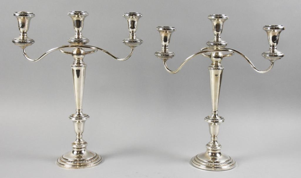 Revere Silversmiths Sterling Three Arm Candelabra Pair: This is a wonderful and versatile set of candelabras from Revere Silversmiths and would look amazing on your holiday table. They are weighted sterling with detachable pieces and can be low, mid height