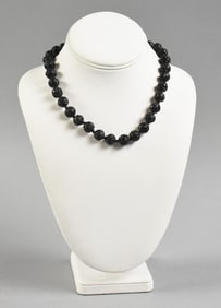 Japanese Carved Shou Wood Beaded Necklace