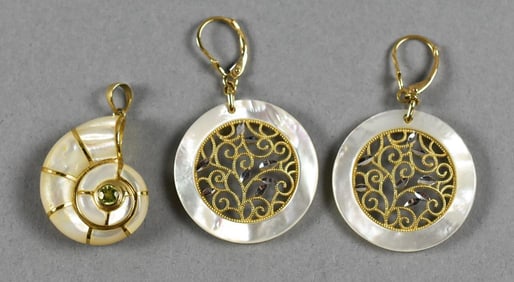 14k Gold Mother of Pearl Set