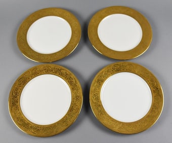Limoges W Guerin Elite Works Plates, Gold Encrusted Rim