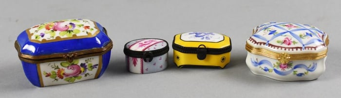 (4) Vintage Limoges Porcelain Trinket Boxes