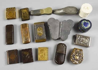 c1900 Assorted Match Safes, Advertising, Asian and More