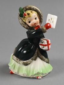 c1950 Napco Christmas Girl Porcelain Figurine