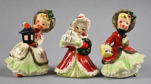 c1950 Napco Christmas Girl Porcelain Figurines