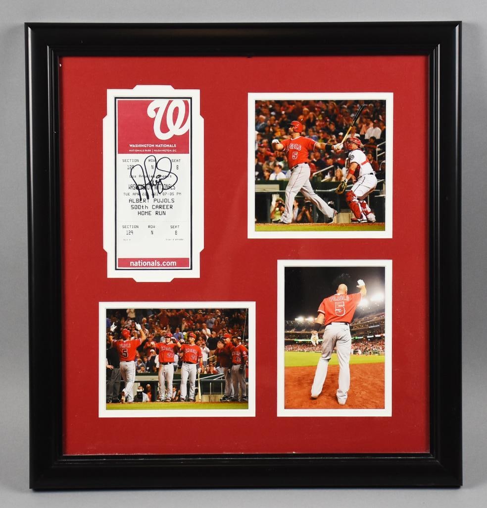 Albert Pujols Signed 500th Career Home Run Shadowbox: Click Here To Watch The Video! Awesome shadowbox commemorating Albert Pujols 500th career home run. Pujols hit 499 and 500 off Taylor Jordan of the Washington Nationals in