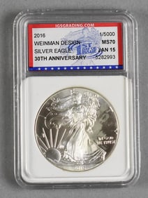 2016 ISG Grading Silver Eagle 30th Anniversary MS70
