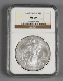 2012 Silver Eagle S $1 Dollar NGC Graded MS 69