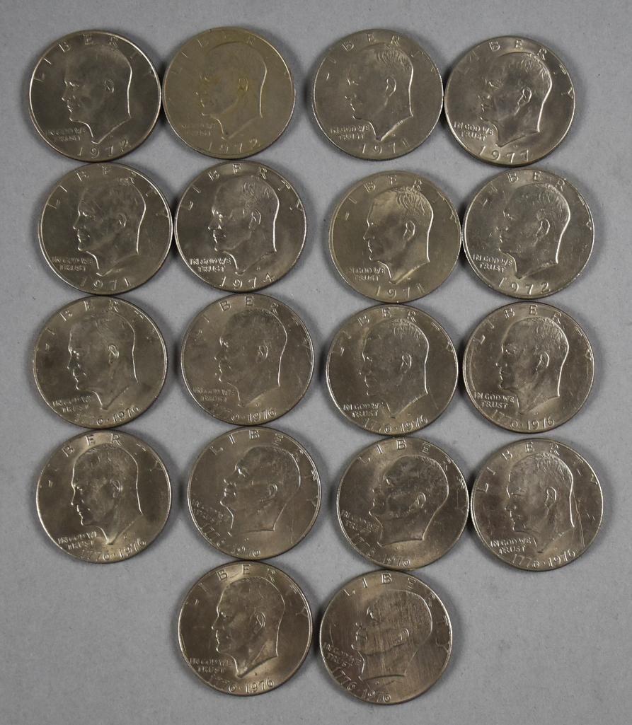 (18) 1970s Eisenhower  Dollars, VF - EX (1 of 7)