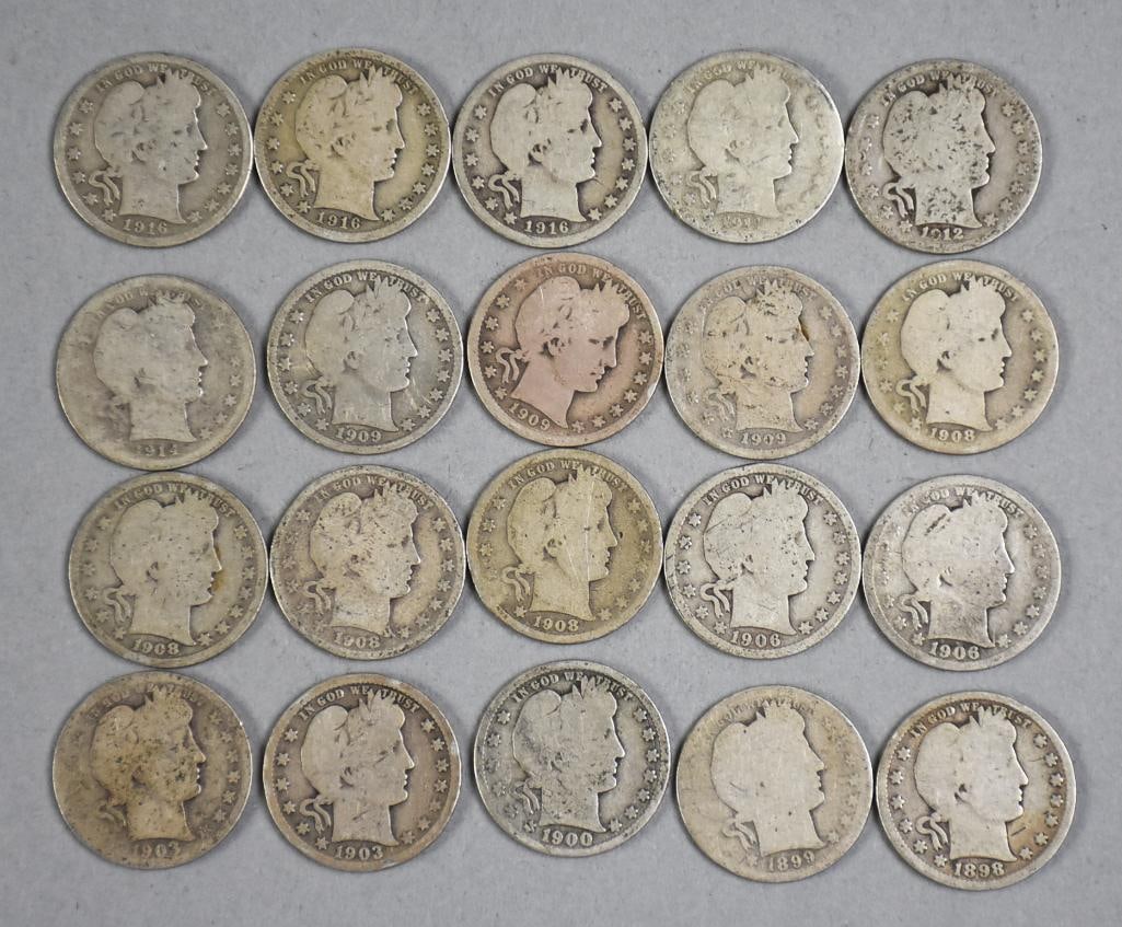 1898 - 1916 Barber Silver Quarters About Good - Very Good (1 of 4)