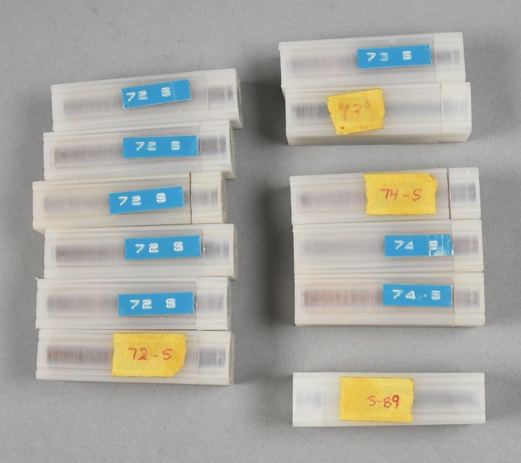 (12) 1970s - 1980s Penny Tubes - Circulated: Tubes are from 1972-1974 and 1989. All tubes marks S mint mark, did not verify.