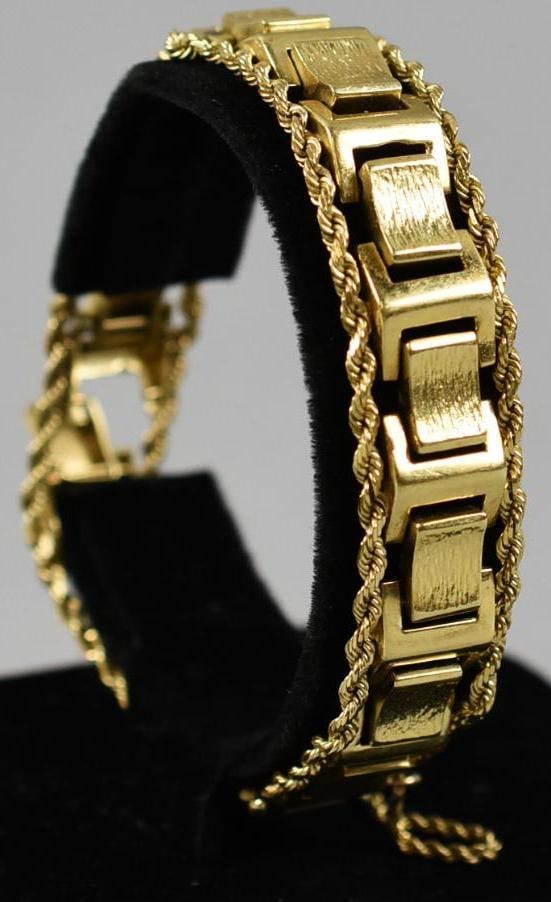 14K Gold Link & Rope Chain Bracelet (1 of 6)
