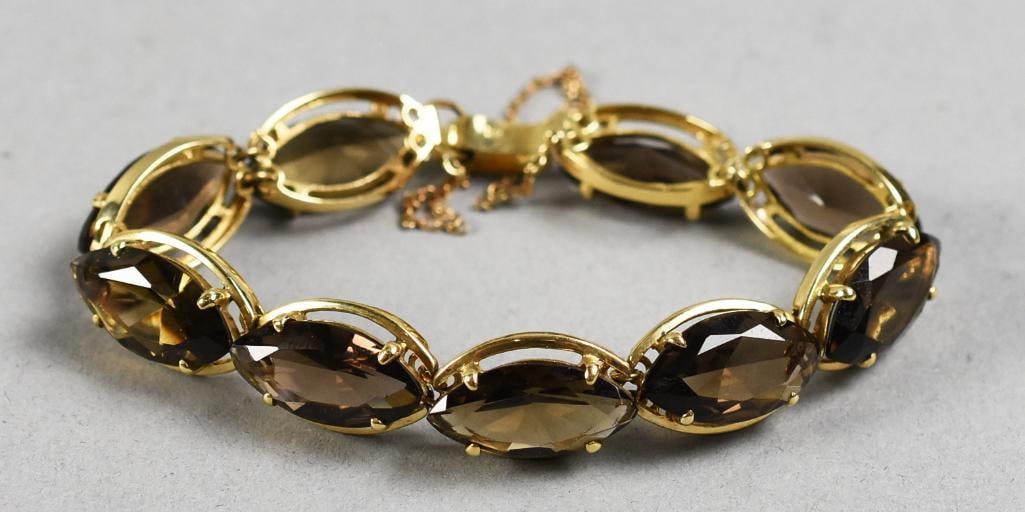 Vintage 14K Yellow Smokey Quartz Bracelet (1 of 7)