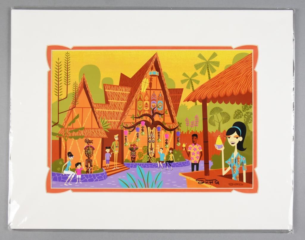 SIGNED Shag Disney Serigraph 'Tropical Hideaway' for 50th Anniversary Tiki Room (1 of 5)