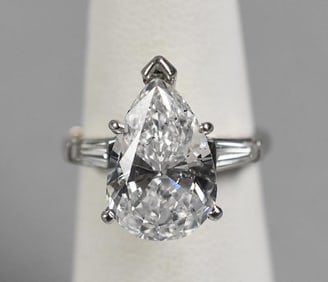 GIA 4.36 ct Pear Brilliant Cut Diamond