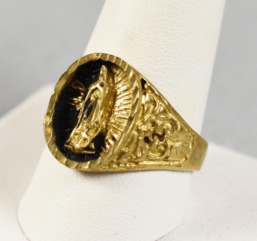 14K Gold Virgin Mary Men's Ring (1 of 4)