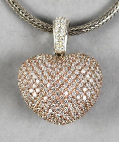 Vintage Sterling Byzantine Necklace w/ CZ Heart Pendant