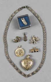 Assorted Vintage Sterling Pendants, Charms, Necklace