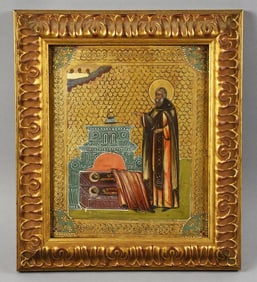 Saint Sergius of Radonezh Painted Russian Icon