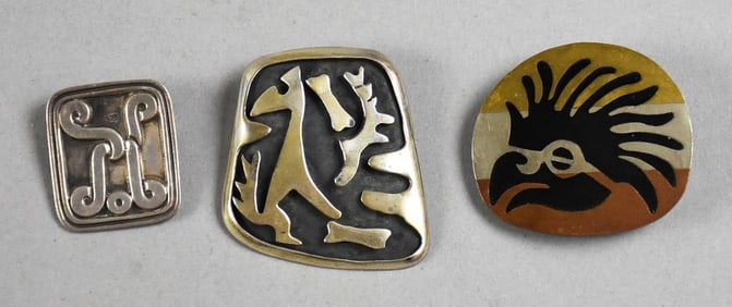 Vintage Mexican Sterling Silver Brooch Assortment