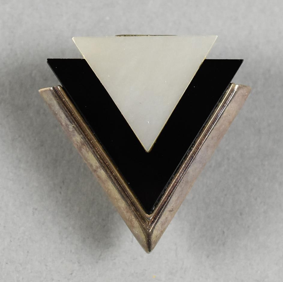 Modernist Mexican Sterling, MOP, Onyx Pendant (1 of 5)