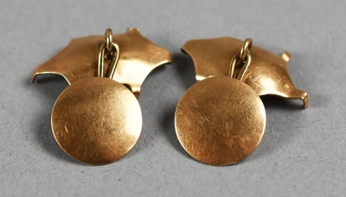 Vintage 10K Rose Gold Disk Cuff Links