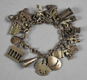 Vintage Sterling Charm Bracelet  Peruvian 835