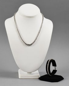 Crystal and Sterling Necklace and Bracelet Set