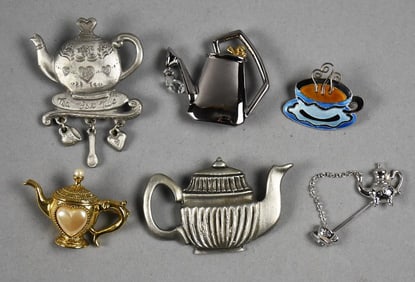 Coffee & Tea Themed Costume Jewelry Brooches