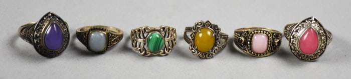 Vintage Sterling & Semi Precious Stone Ring Assortment