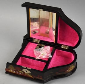 Vintage Japanese Piano Shape Musical Jewelry Box