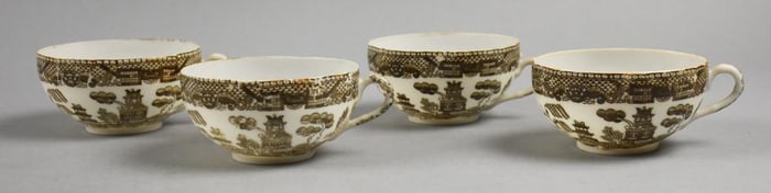 Vintage Chinese Eggshell Porcelain, Brown Painted, Signed