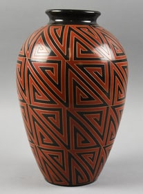 Emmanuel Maldonado Incised Geometric Pottery Vase