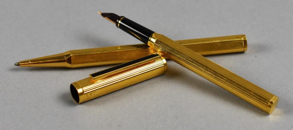 Vintage Dunhill Ballpoint and Fountain Pen Set, 18K Nib (1 of 6)