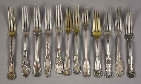 Antique Sterling Strawberry Forks, Various Manufacturers