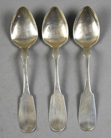 c1840 William Kendrick Louisville, KY, Coin Silver Teaspoons