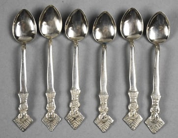 Vintage 900 Silver Aztec Handle Spoons