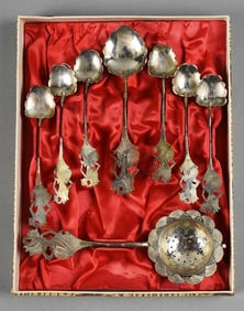 Wayang Kulit Shadow Puppet Silver on Copper Teaspoon Set