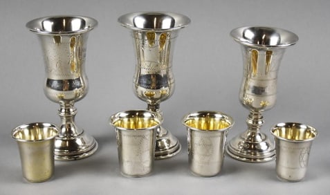 Antique Sterling Judaica Kiddush Cups
