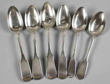 19th Century Russian 84 Silver Fiddleback Spoons