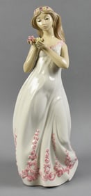 Lladro Zaphir Porcelain Girl with Flowers Figure