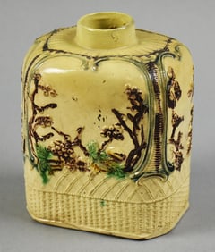 c1775 William Greatbatch Creamware Fruit Basket Tea Caddy