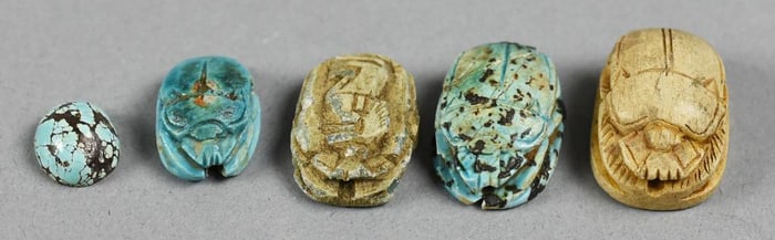 Grouping of Five Egyptian Scarabs