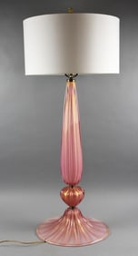 Mid Cent HUGE Barovier & Toso Lamp Murano Pink & Gold