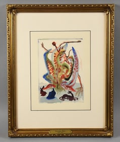 Salvador Dali Greed 1964 Woodblock Print COA