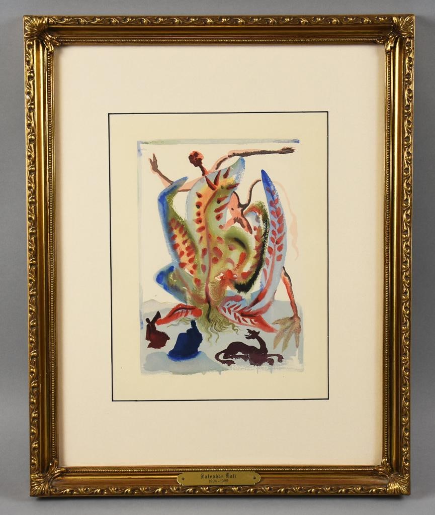 Salvador Dali Greed 1964 Woodblock Print COA (1 of 7)